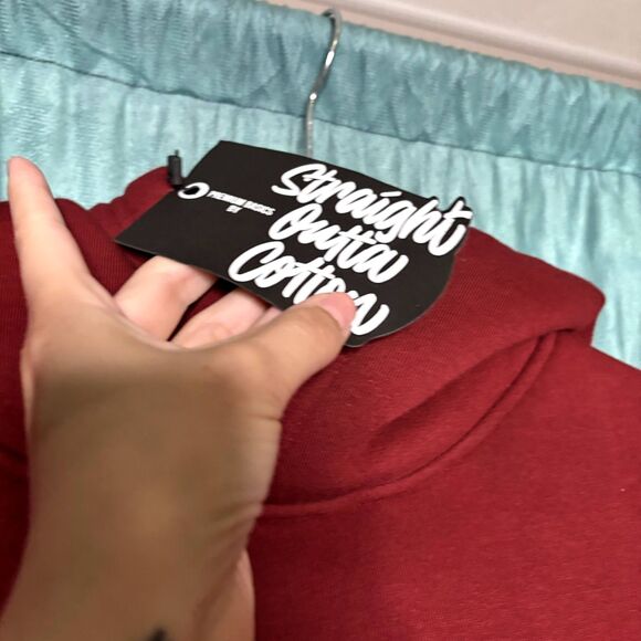 Straight Outta Cotton NWT Fleece Lined Unisex Hoodie Maroon small - Picture 5 of 8